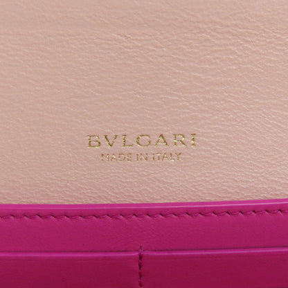 Bvlgari Long Wallet Purse Leather Pink Logo Mania Women
