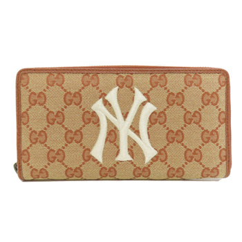 Gucci Long Wallet Purse 547791 Canvas Brown Ny Yankees Collaboration Gg Women