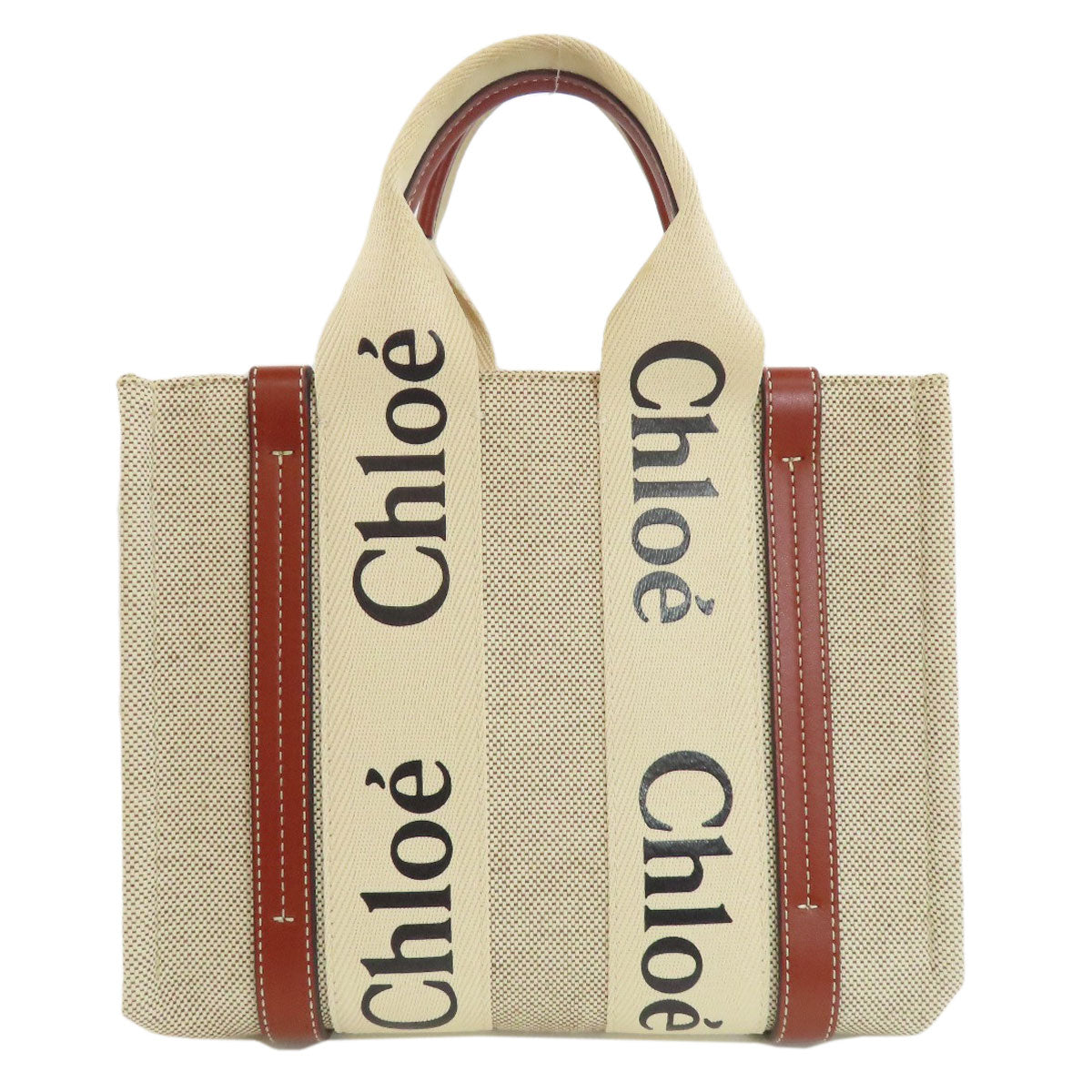 Chloe Handbag Linen, Leather Brown Woody Small Women