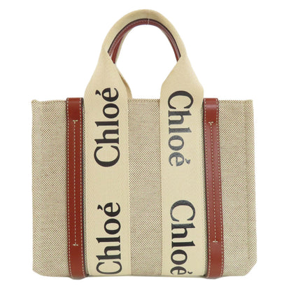 Chloe Handbag Linen, Leather Brown Woody Small Women