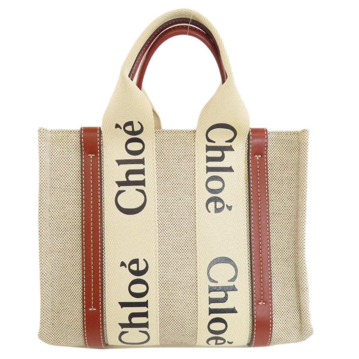 Chloe Handbag Linen, Leather Brown Woody Small Women