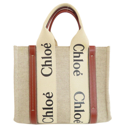 Chloe Handbag Linen, Leather Brown Woody Small Women