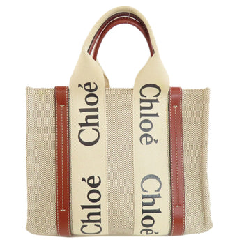Chloe Handbag Linen, Leather Brown Woody Small Women