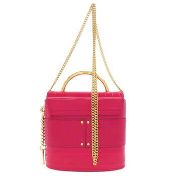 Chloe Handbag Leather Red Abbey Lock 2Way Women