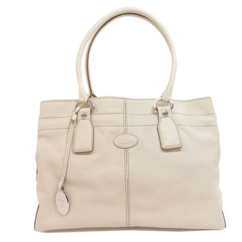 Tods Tote Bag Leather White Logo