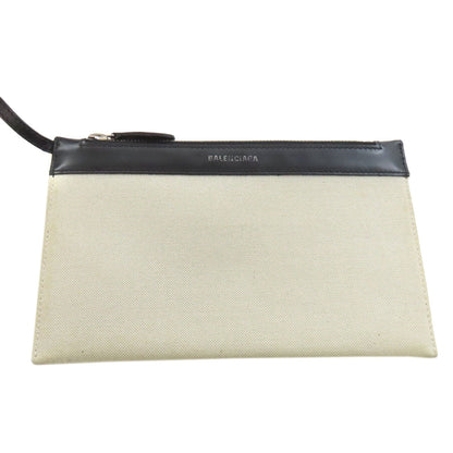 Balenciaga Handbag 339933 Canvas White Navy Kabas Women