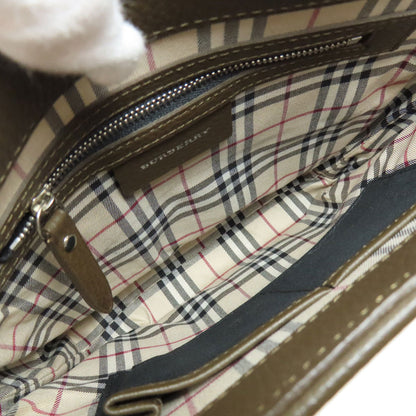 Burberry Shoulder Bag Leather Brown Logo Women