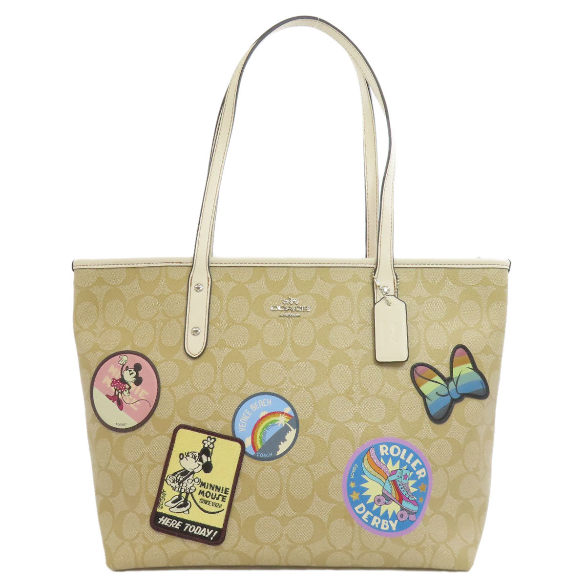 Coach Tote Bag F29358 Pvc Beige Mickey Collaboration Disney Women