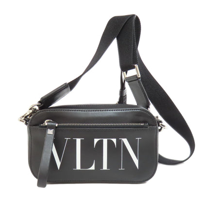 Valentino Garavani Shoulder Bag Leather Black Logo Women