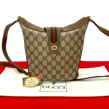 Gucci Shoulder Bag Leather Brown Sherry Line
