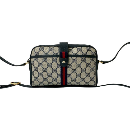 Gucci Shoulder Bag Leather Navy Sherry Line