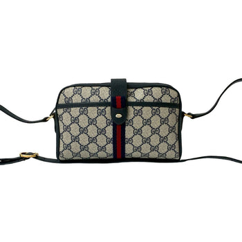 Gucci Shoulder Bag Leather Navy Sherry Line