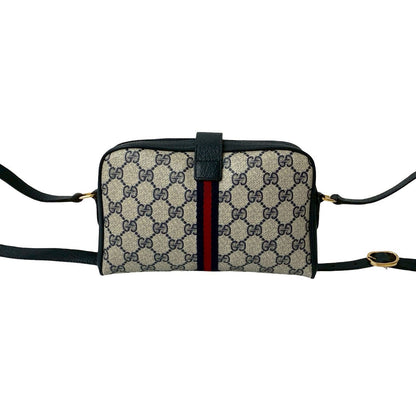 Gucci Shoulder Bag Leather Navy Sherry Line
