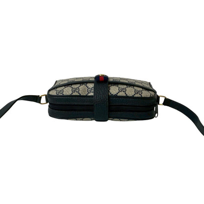 Gucci Shoulder Bag Leather Navy Sherry Line