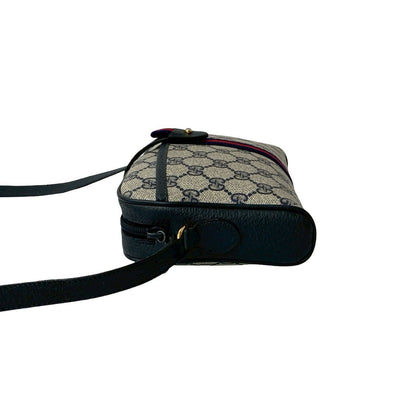 Gucci Shoulder Bag Leather Navy Sherry Line
