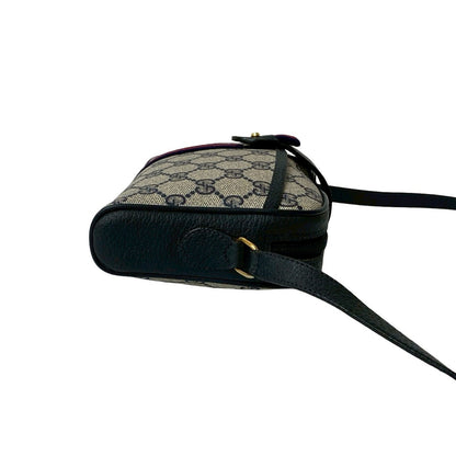 Gucci Shoulder Bag Leather Navy Sherry Line