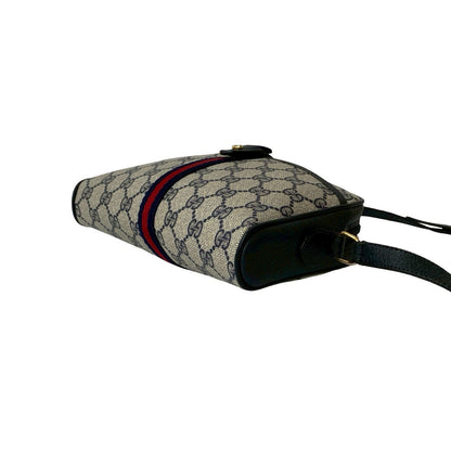 Gucci Shoulder Bag Leather Navy Sherry Line