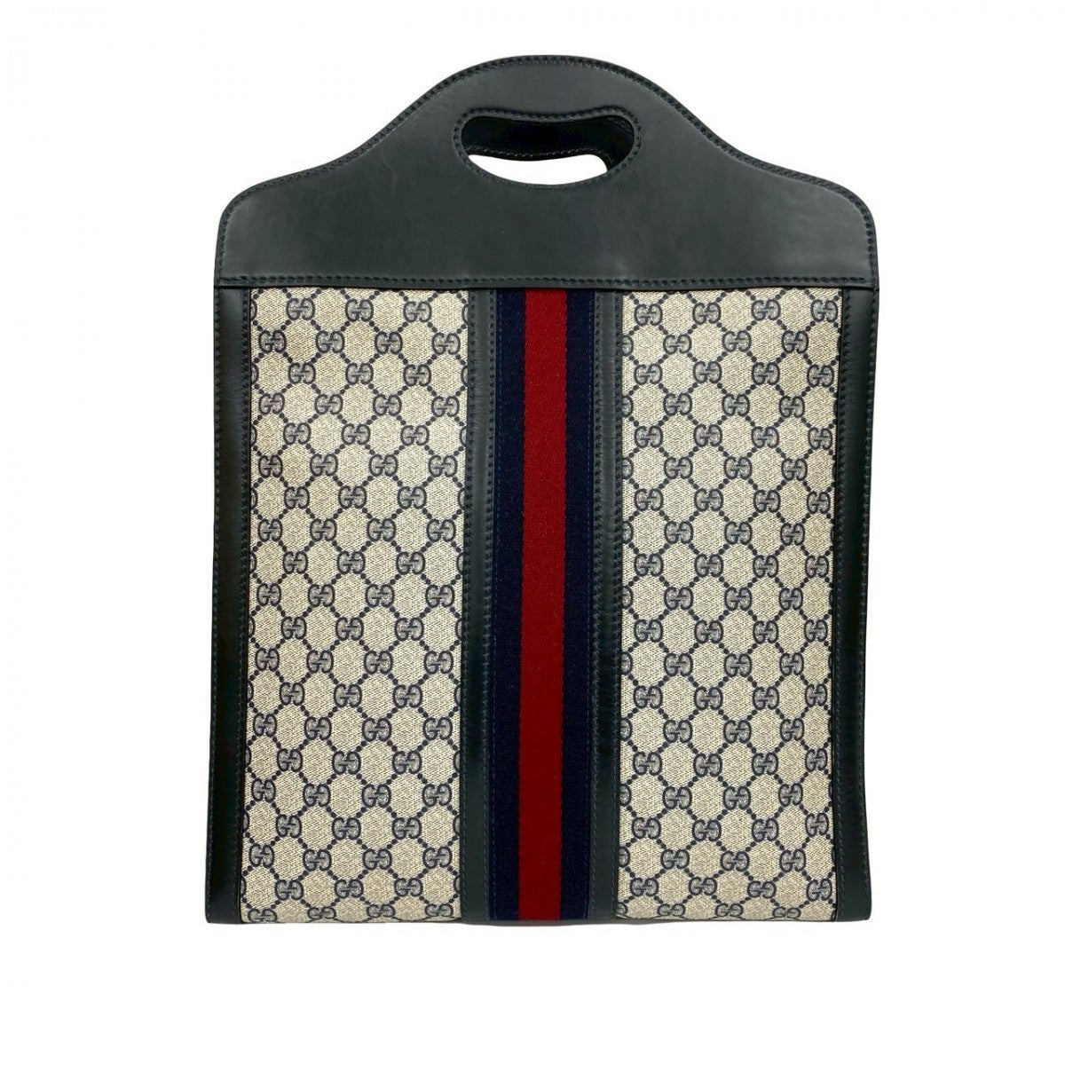 Gucci Handbag Leather Navy Sherry Line