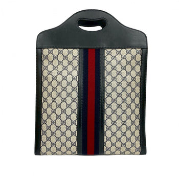 Gucci Handbag Leather Navy Sherry Line