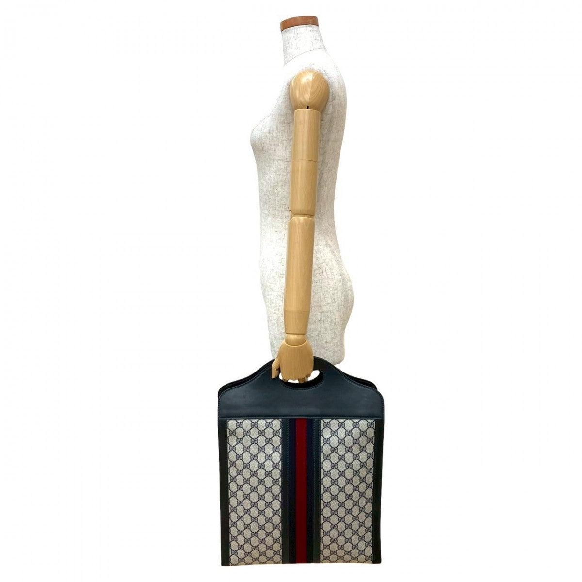 Gucci Handbag Leather Navy Sherry Line