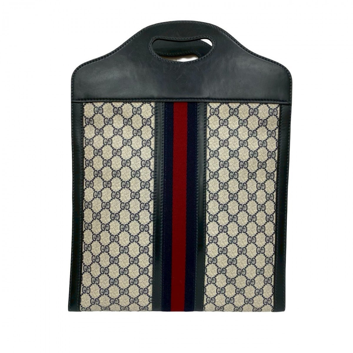 Gucci Handbag Leather Navy Sherry Line