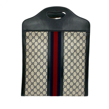 Gucci Handbag Leather Navy Sherry Line