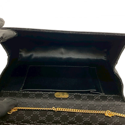 Gucci Shoulder Bag Satin Black Chainshoulder