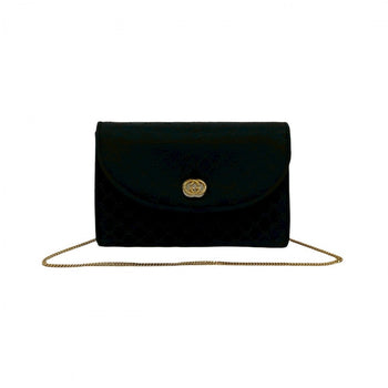 Gucci Shoulder Bag Satin Black Chainshoulder
