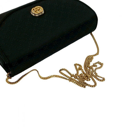 Gucci Shoulder Bag Satin Black Chainshoulder