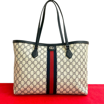 Gucci Tote Bag Leather Navy Ofidia