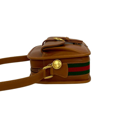 Gucci Shoulder Bag Leather Brown Sherry Line