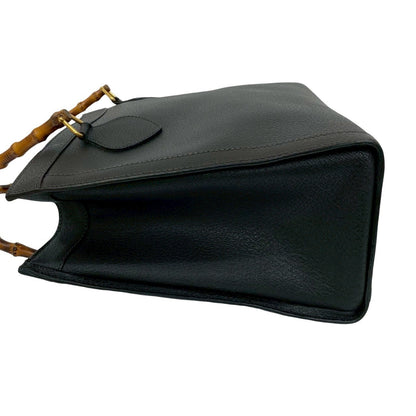 Gucci Handbag Leather Black Bamboo