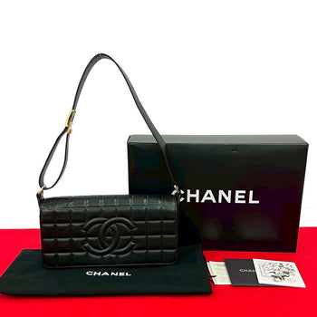 Chanel Shoulder Bag Lambskin Black Chocolate Bar