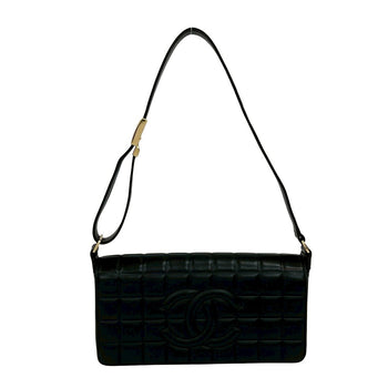 Chanel Shoulder Bag Lambskin Black Chocolate Bar