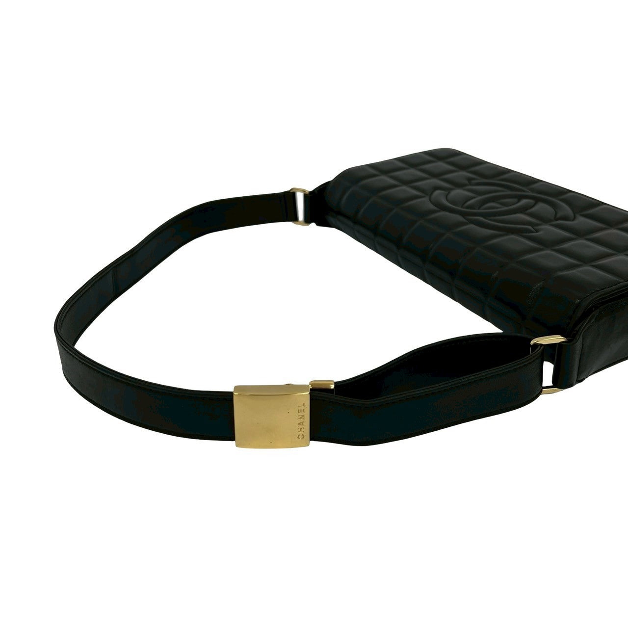Chanel Shoulder Bag Lambskin Black Chocolate Bar