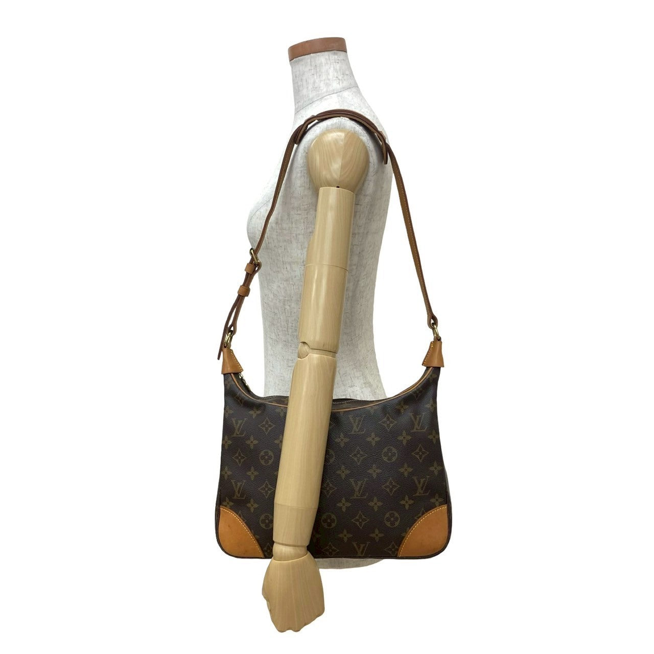 Louis Vuitton Shoulder Bag Leather Brown Monogram Boulogne