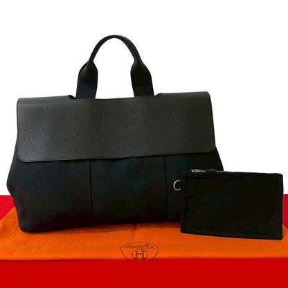 Hermes Handbag Towal Chevron Black Valparaiso Mm