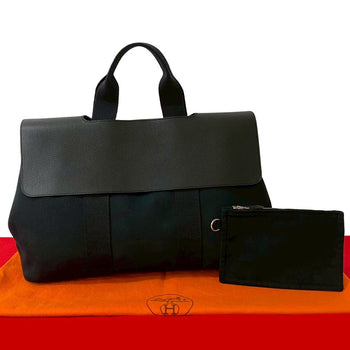 Hermes Handbag Towal Chevron Black Valparaiso Mm