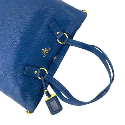 Prada Tote Bag Leather Blue