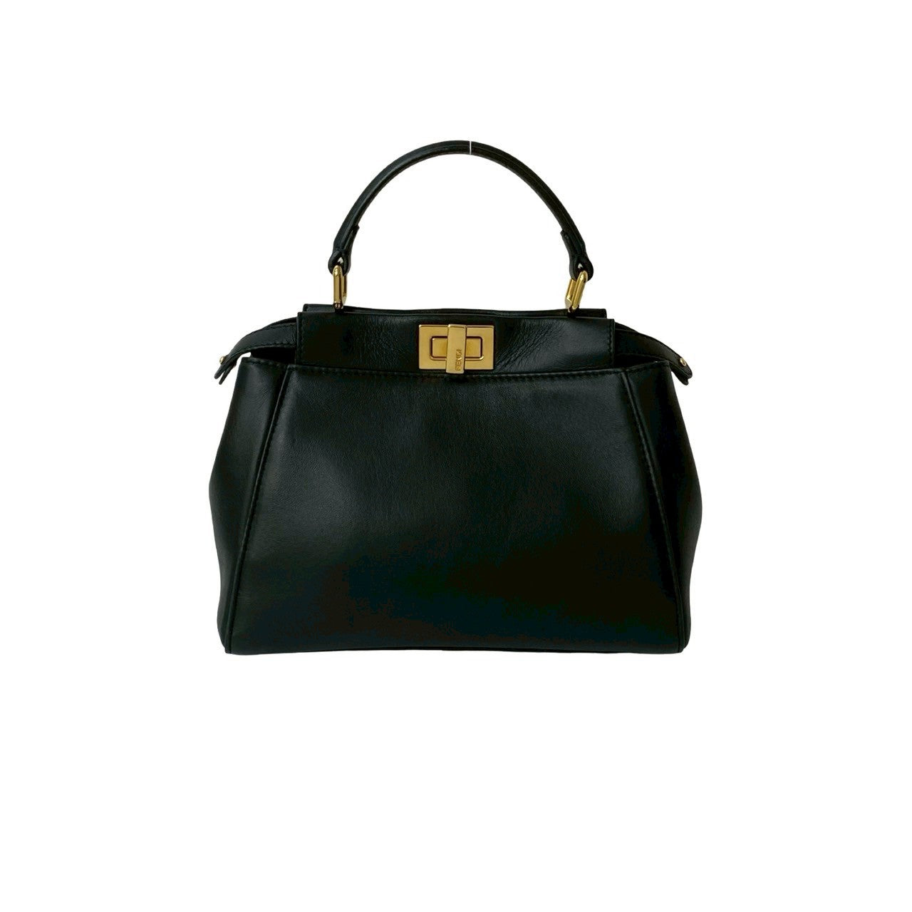 Fendi Shoulder Bag Leather Black Pea Curve