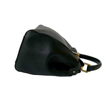 Fendi Shoulder Bag Leather Black Pea Curve