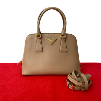 Prada Shoulder Bag Leather Beige