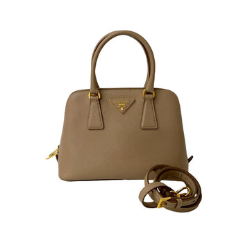 Prada Shoulder Bag Leather Beige