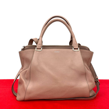 Cartier Shoulder Bag Leather Pink C De Cartier