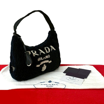 Prada Handbag Pile Black Re-Edition Terry Mini