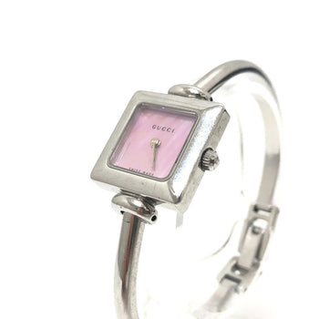 Gucci Watches Quartz 1900L Stainless Steel Silver Square Pink Dial Women