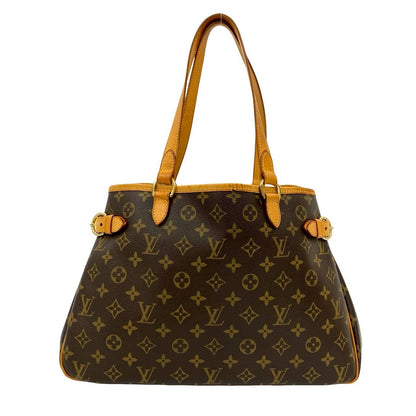 Louis Vuitton Tote Bag Leather Brown Monogram Batignolles Horizontal
