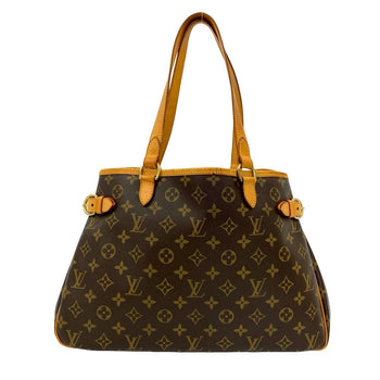 Louis Vuitton Tote Bag Leather Brown Monogram Batignolles Horizontal