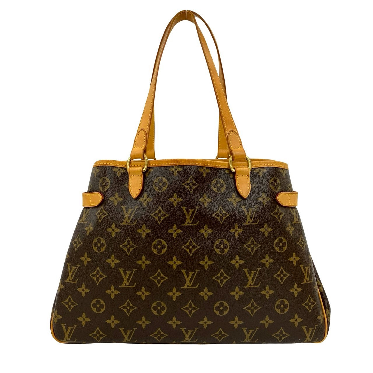 Louis Vuitton Tote Bag Leather Brown Monogram Batignolles Horizontal