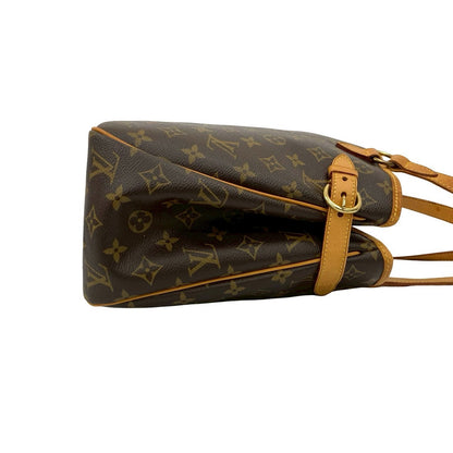 Louis Vuitton Tote Bag Leather Brown Monogram Batignolles Horizontal